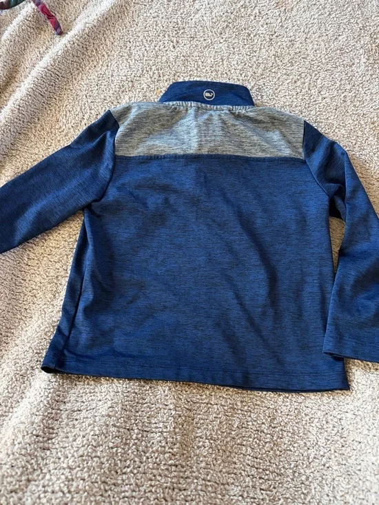 B61 3t Vineyard Vines Navy & Gray Quarter-Zip Hoodie with Red Zip - Picture 4 of 5